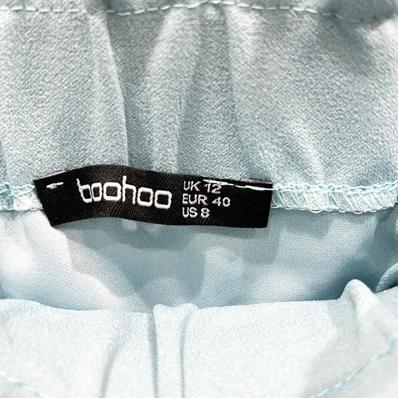 Nwt BOOHOO Blue Paper bag Self Belt Skirt (Sz 8) - Picture 2 of 3